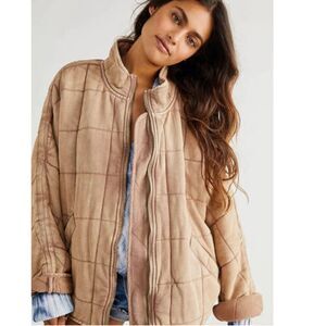 Free People Dolman Quilted Knit Jacket Top Oversized Zip-up Slouchy M NWD 284478